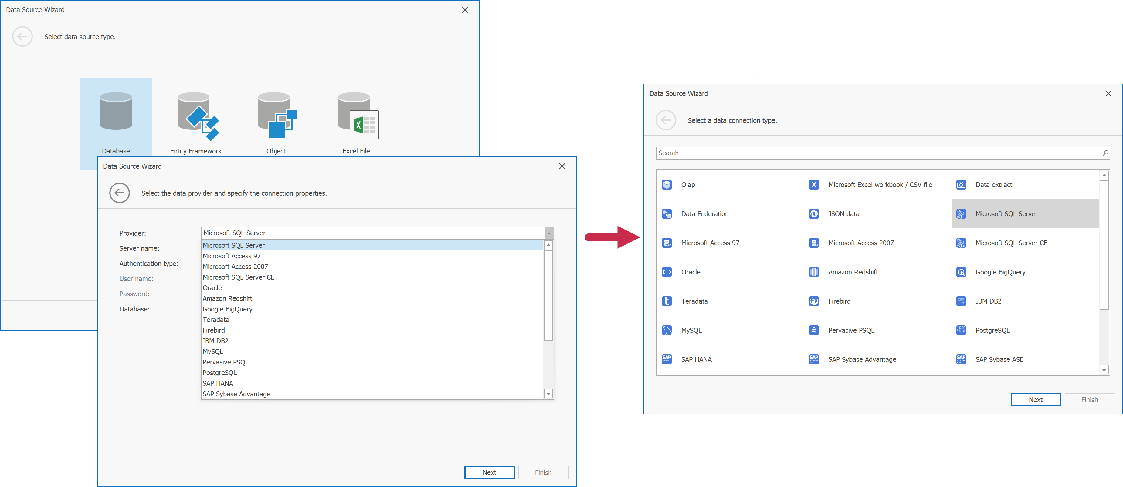 Data Source Wizard, DevExpress