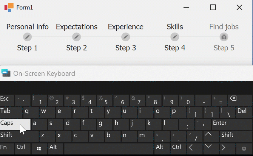 WinForms Step Progress Bar - Keyboard Accessibility, DevExpress