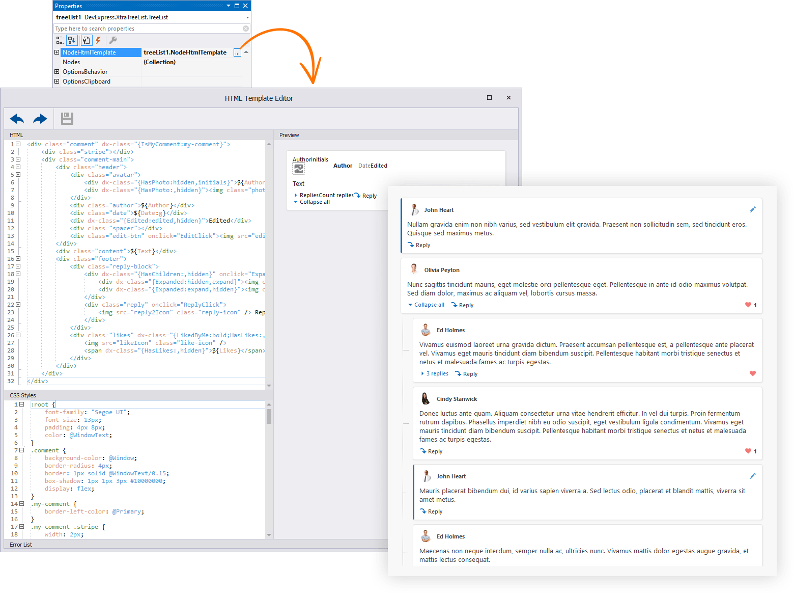 HTML and CSS Templates in DevExpress TreeList for WinForms