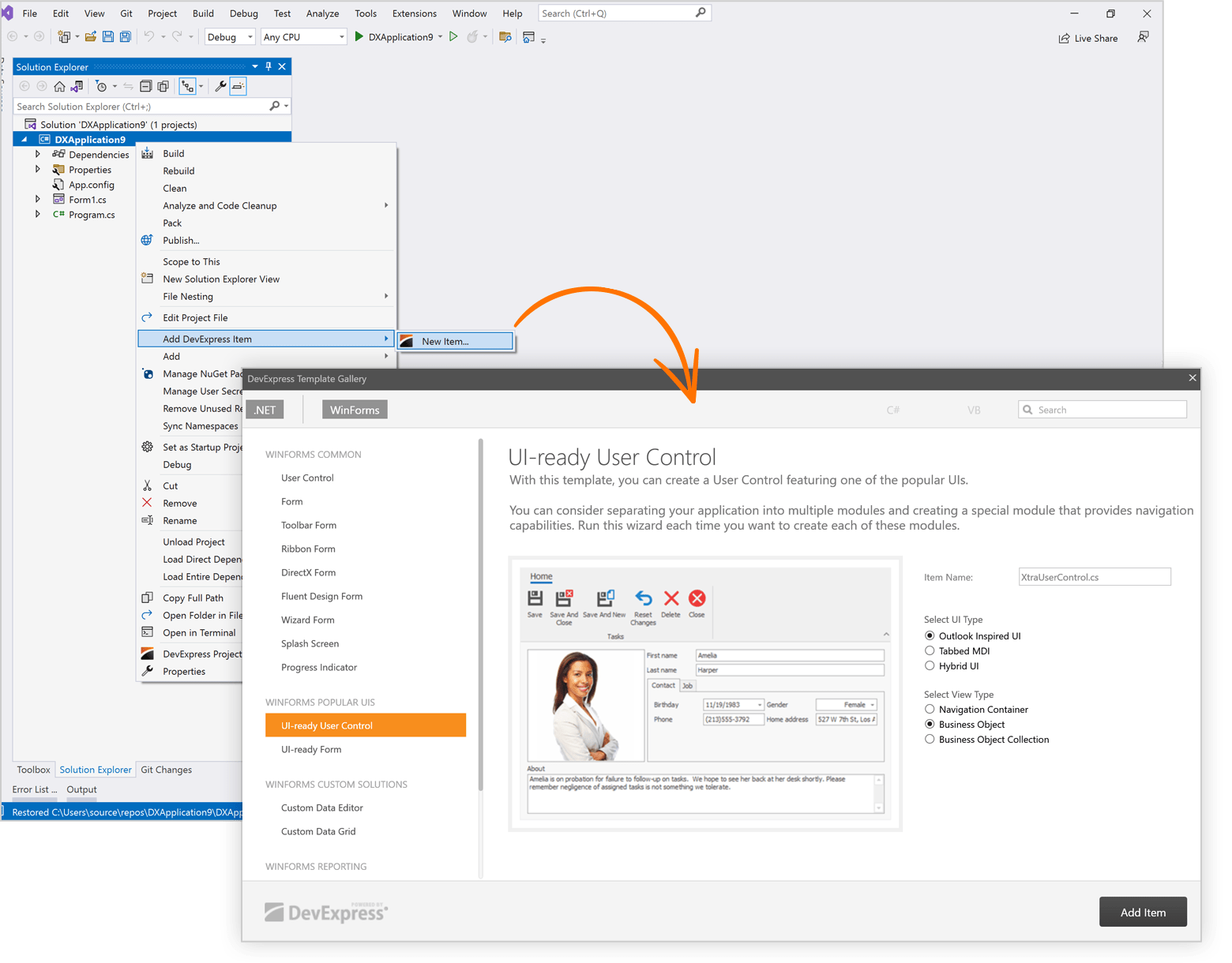 WinForms Item Templates for .NET Applications