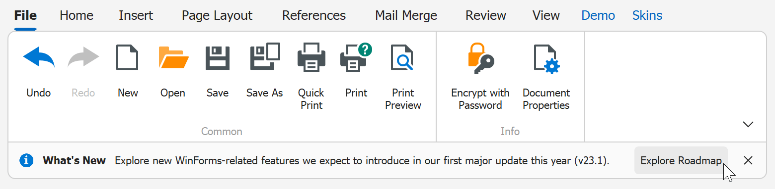 Alerts in Ribbon Message Bar, DevExpress